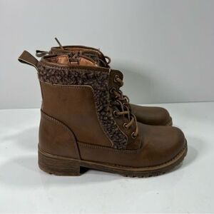 GC Shoes Girls Combat Boots sz 3  Sherpa NEW # bag L-16
